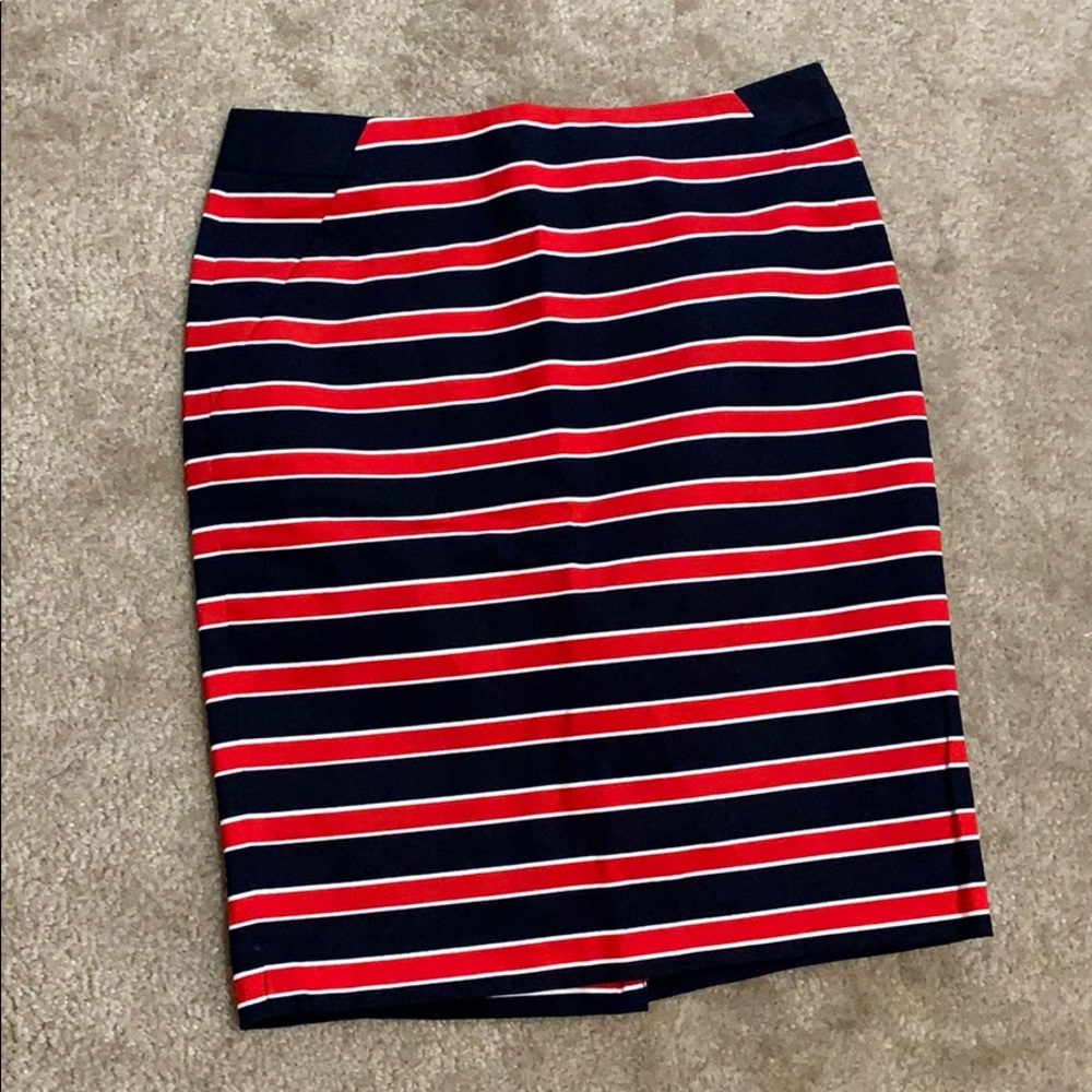 The Limited Pencil Striped Skirt Red, Navy & White